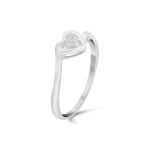 Heartfelt Yaffie Sterling Silver Ring with Glittering Diamond Accents