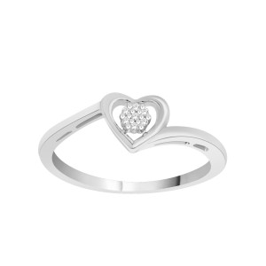 Heart Cluster Promise Ring with Diamond Accents in Sterling Silver by Yaffie.