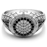 Yaffie ™ Crafts Unique Cubic Zirconia Fashion Wedding Ring for Men with 0.54-carat Black and White Gems in Gold