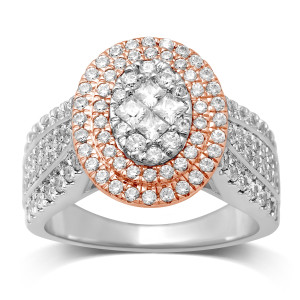 Gold Yaffie Ring with 1 1/2ct TDW Two-Toned Diamonds for Engagement