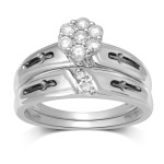 Bridal Ring with Flower Top and Sparkling 1/3ct TDW Diamonds in Yaffie White Gold