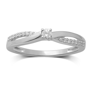 Sparkling Yaffie White Gold Engagement Ring with a Stunning 1/6ct TDW Diamond Round Center