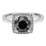 Yaffie ™ Custom-Made Black and White Diamond Engagement Ring with 3 1/7ct TDW on White Gold