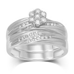 Bridal Ring with 7 Round Flower Top Diamonds, Totaling 1/3 Carat by Yaffie