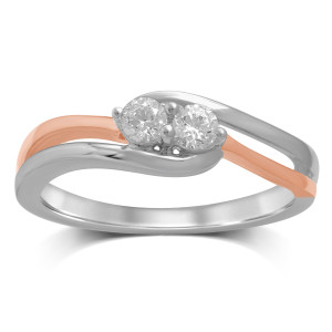 Chic White/Rose Gold Diamond Glam Ring by Yaffie
