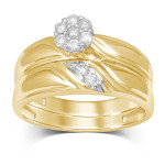 Gold Flower Top Bridal Ring by Yaffie with 0.25ct TDW