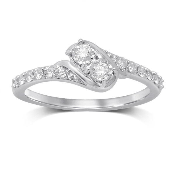 Yaffie 2-Stone White Gold Diamond Ring 1/3ct TW in I-J/I2 Fashion
