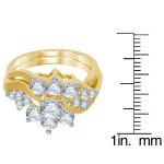 Bloom in Elegance with Yaffie Flower Bridal Ring, Adorned with 2ct TDW of Dazzling Diamonds in Graceful Gold.