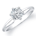 Certified 1ct TDW Diamond Engagement Solitaire Ring in Yaffie White Gold