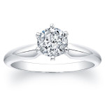 Certified 1ct TDW Diamond Engagement Solitaire Ring in Yaffie White Gold
