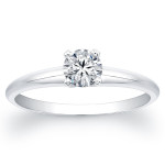 Sparkling Yaffie Solitaire Ring with 3/4ct TDW Round Diamond in White Gold