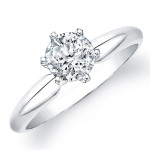 Certified Yaffie White Gold Solitaire Ring with 1ct TDW and 6-Prong Diamond Engagement