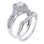 3-Carat Sparkling Princess Diamond Bridal Ring Set in Stunning White Gold by Yaffie