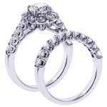 Brilliant Yaffie White Gold Engagement Bridal Set with 2.875ct TDW Diamond Halo Cut