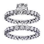Yaffie round diamond bridal ring set with 4.5ct TDW glistening white gold and enhanced clarity.