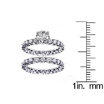 Yaffie round diamond bridal ring set with 4.5ct TDW glistening white gold and enhanced clarity.