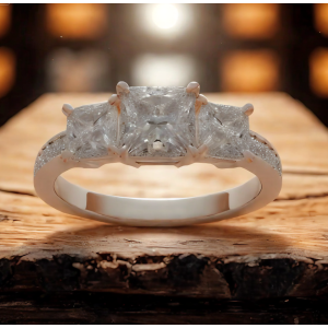 Anniversary Ring with Three Rose Gold Diamonds totaling 2 Carats by Yaffie