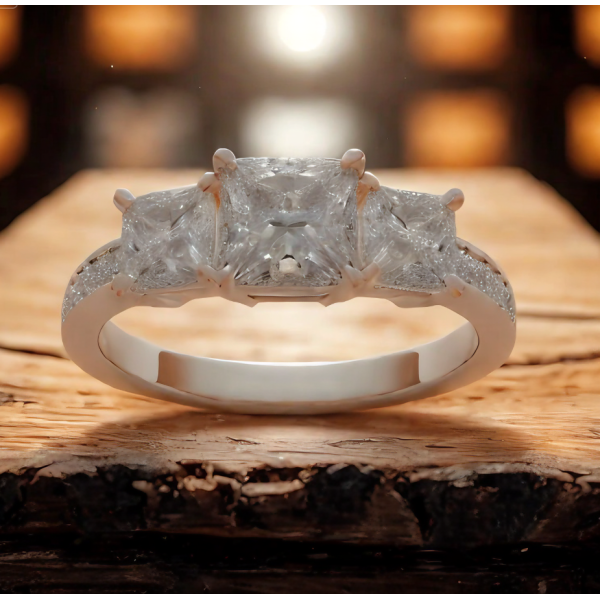 Anniversary Ring with Three Rose Gold Diamonds totaling 2 Carats by Yaffie