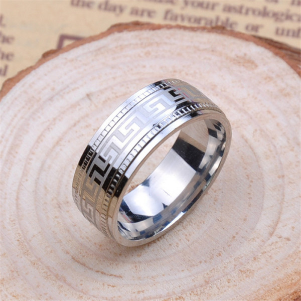 Yaffie ™ Custom-Made Men Tungsten Ring - Polished with Eternal Greek Key Design and Personalised Just for You