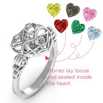 Yaffie ™ Custom Made Personalised Ring - Caged Hearts Encased in Love with Butterfly Wings Band