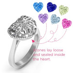 Yaffie™ Customised Butterfly Caged Hearts Ring with Ski Tip Band – Personalised Design