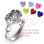 Yaffie ™ Custom-Made Personalised Caged Hearts Ring with Infinity Band for Mother and Child