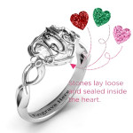 Yaffie ™ Custom-Made Petite Infinity Band Ring with Caged Hearts - Personalised 2015 Design