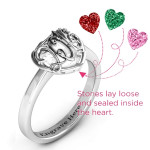 Yaffie™ Custom Made Petite Caged Hearts Ring with Classic Band - Personalised for 2016