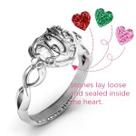 Yaffie ™ Custom-Made Petite Caged Hearts Ring with Infinity Band - Personalised for 2016