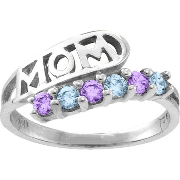 Yaffie ™ Customised Cherish MOM Ring with 26 Stones Cutout - Personalised Design