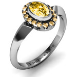 Yaffie ™ Custom Made Personalised Royal Bezel Set Oval Cluster Ring
