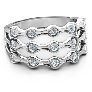 Yaffie™ Custom Personalised 15 Stone Family Wave Ring