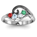 Yaffie ™ Custom-Made Personalised Swirl Ring with 3 to 8 Stones