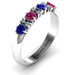 Yaffie ™ Custom-Made Circular Half-Bezel Ring with Twin Accents - Personalised with 36 Stones.