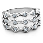 Yaffie ™ Customised 3-Row Fashion Wave Ring for Personalization