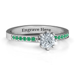 Yaffie ™ Custom Made Personalised 8 Prong Solitaire Ring with Twin Channel Accent Rows