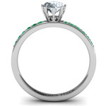 Yaffie ™ Custom Made Personalised 8 Prong Solitaire Ring with Twin Channel Accent Rows