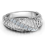 Yaffie ™ Customised Geometric Mesh Ring with 9 Personalised Stones