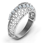 Yaffie ™ Customised Geometric Mesh Ring with 9 Personalised Stones