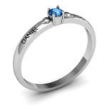 Yaffie ™ Custom-Made Personalised Solitaire Ring with Heart Surround Design