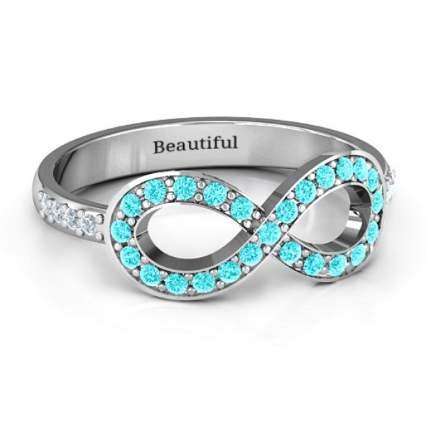 Yaffie ™ Customised Accented Infinity Ring with Shoulder Stones - Personalised Design