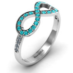 Yaffie ™ Customised Accented Infinity Ring with Shoulder Stones - Personalised Design