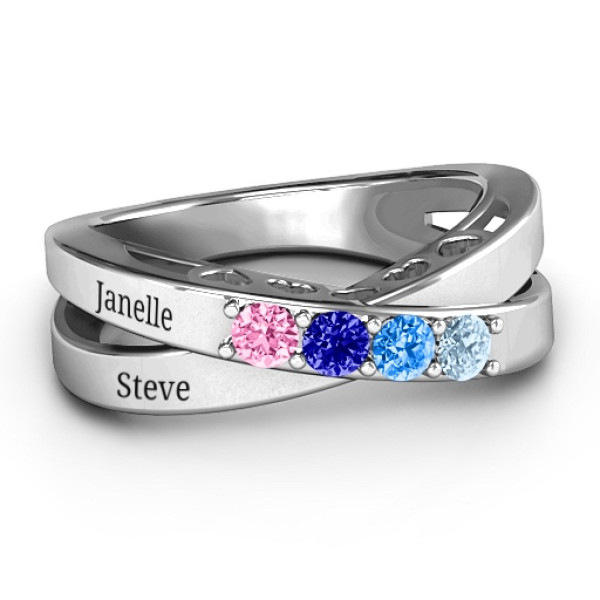 Yaffie ™ Custom-Made 4-Stone Ring - Personalised "Across My Heart" Design
