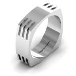 Yaffie™ Custom Made Personalised Aero Grooved Square Shaped Men Ring