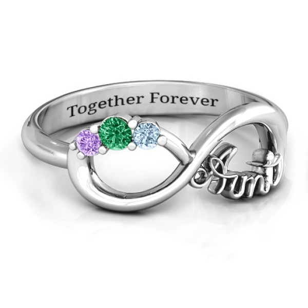 Yaffie ™ Custom-Made Personalised Ring with Stones for Aunt Infinite Love