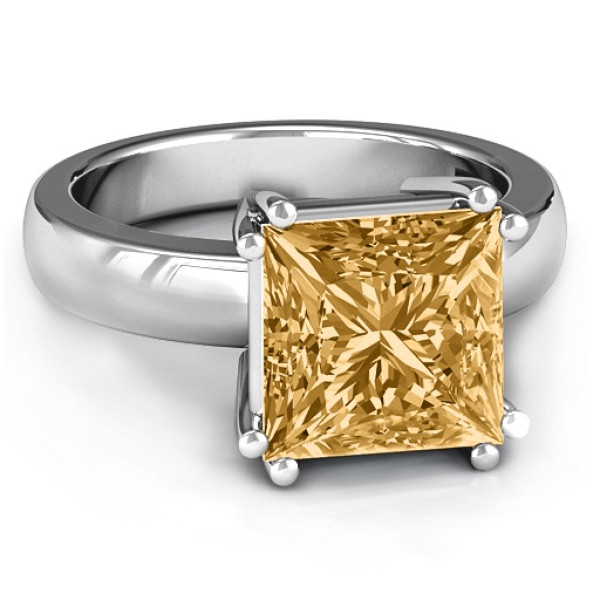 Yaffie ™ Custom Made Personalised Princess Cut Solitaire Ring in a Basket Set