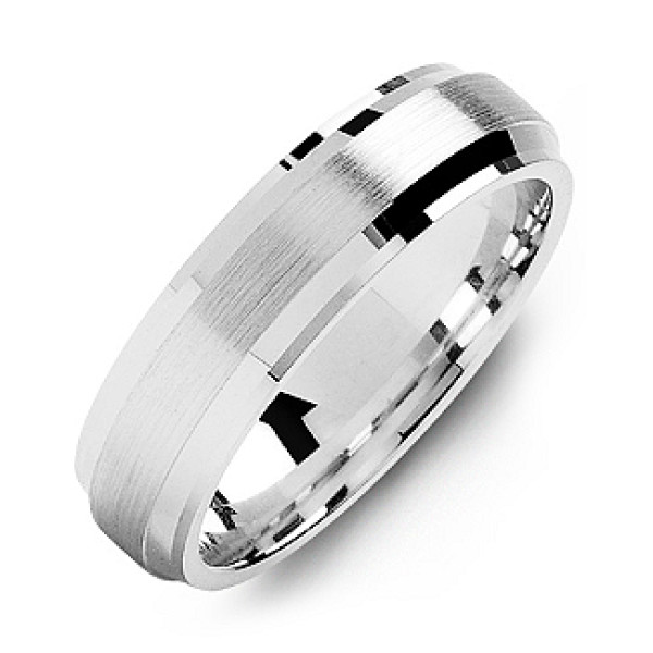 Custom-made Yaffie ™ Beveled Edge Men Ring with Brushed Center - Personalised Design