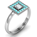 Yaffie ™ Customises Personalised Bezel Ring with Princess Stone and Channel Accents for Optimal Style