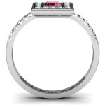 Yaffie ™ Custom-Made Personalised Ring with Channel Accents and Princess Stone Bezel