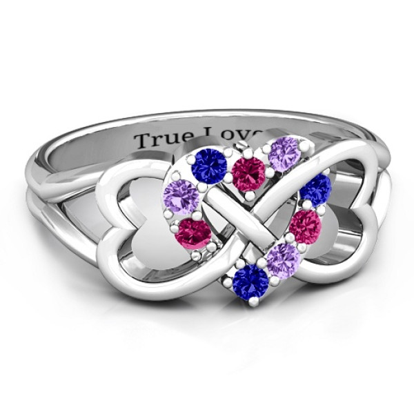 Yaffie ™ Custom-Made Personalised Birthstone Triple Heart Infinity Ring